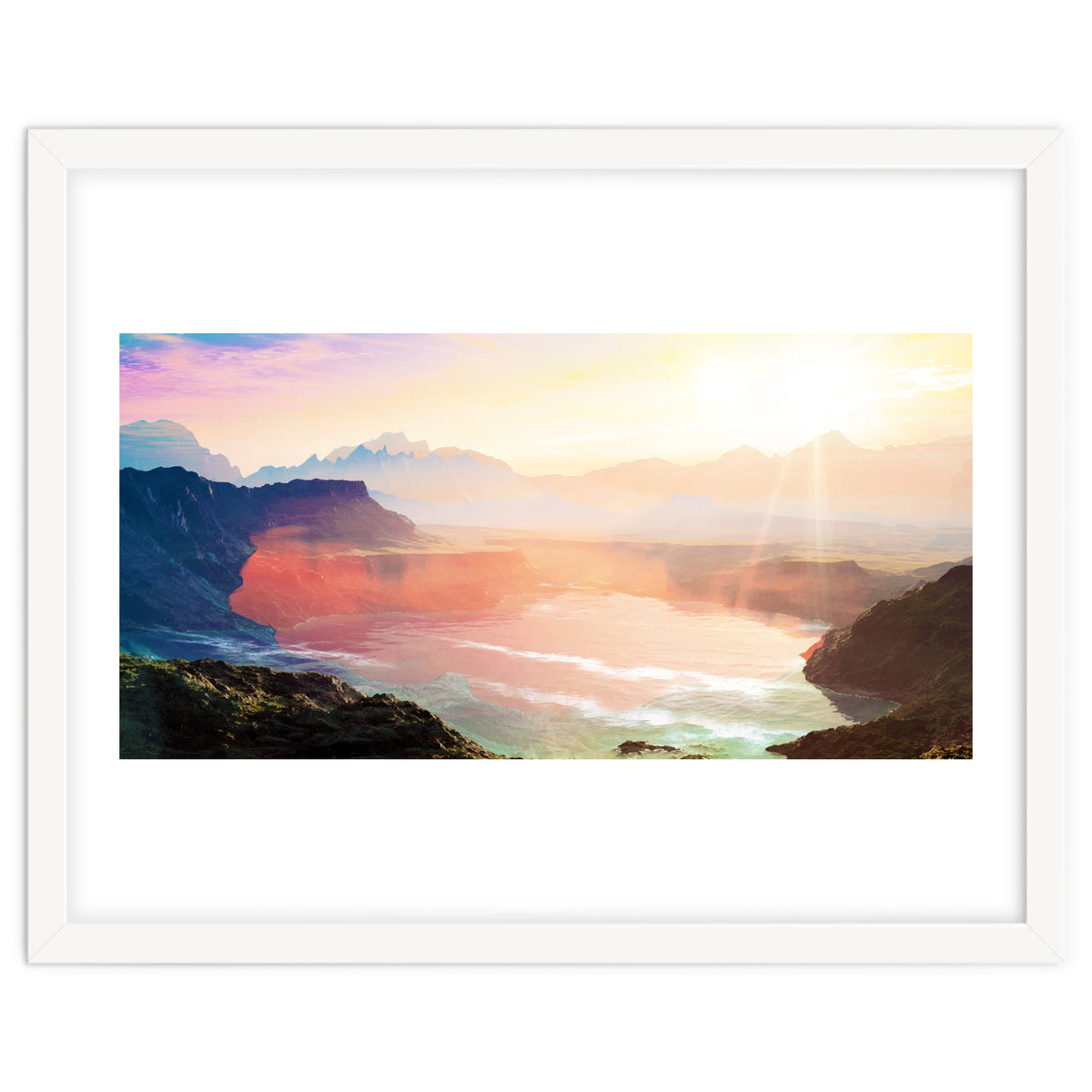 Sunrise Grandeur, Scenic Nature Landscape, Ocean Beach Travel Photography, Sea Waves Mindfulness