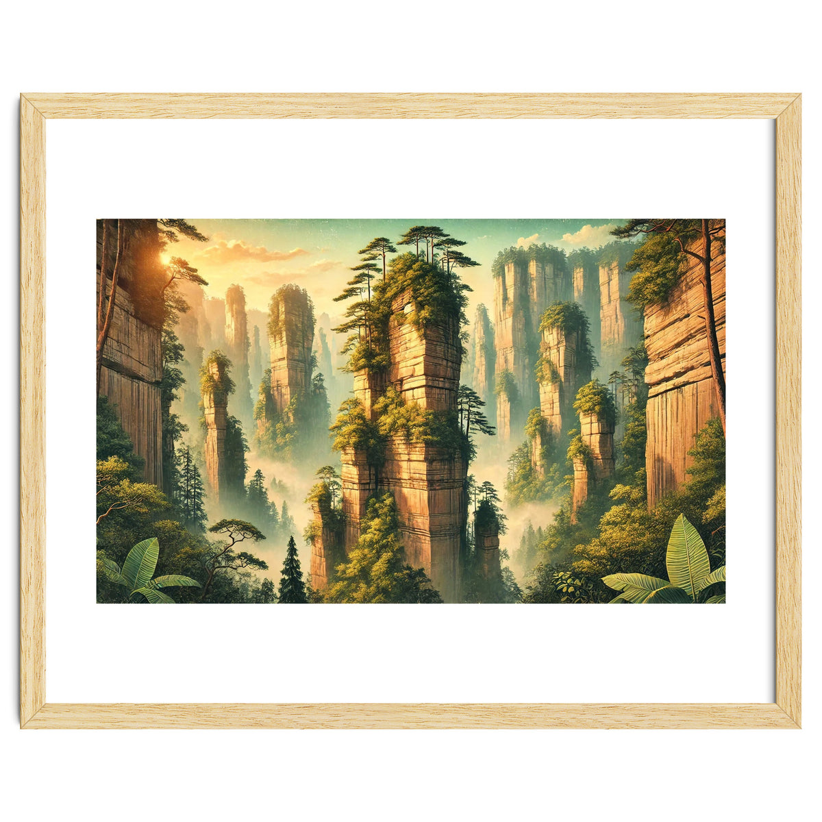 Vintage China, Zhangjiajie Stone Pillars Poster