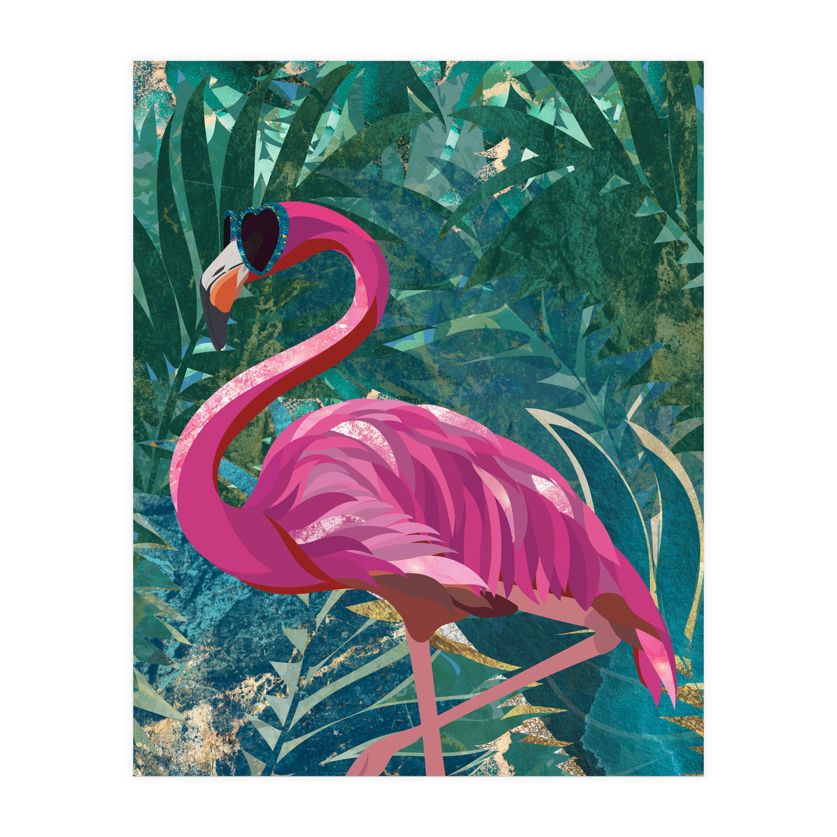 Flamingo in the jungle (Print Only)