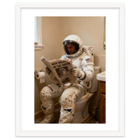 Retro AstronautReading Newspaper, Toilet Humor, Astronaut on Toilet