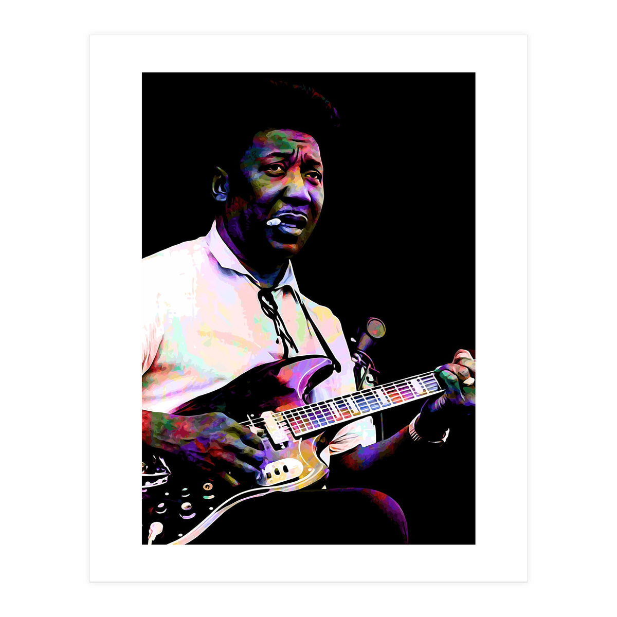 Muddy Waters American Blues Singer Legend Colorful Art (Print Only)