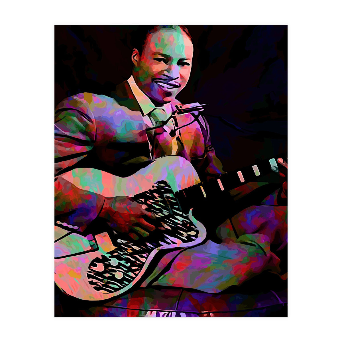 Jimmy Reed American BLues Musician Legend Colorful (Print Only)