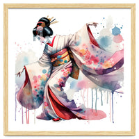 Geisha Dancer With Flowing Kimono
