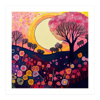 Folk Sunset Over Floral Hills (Print Only)