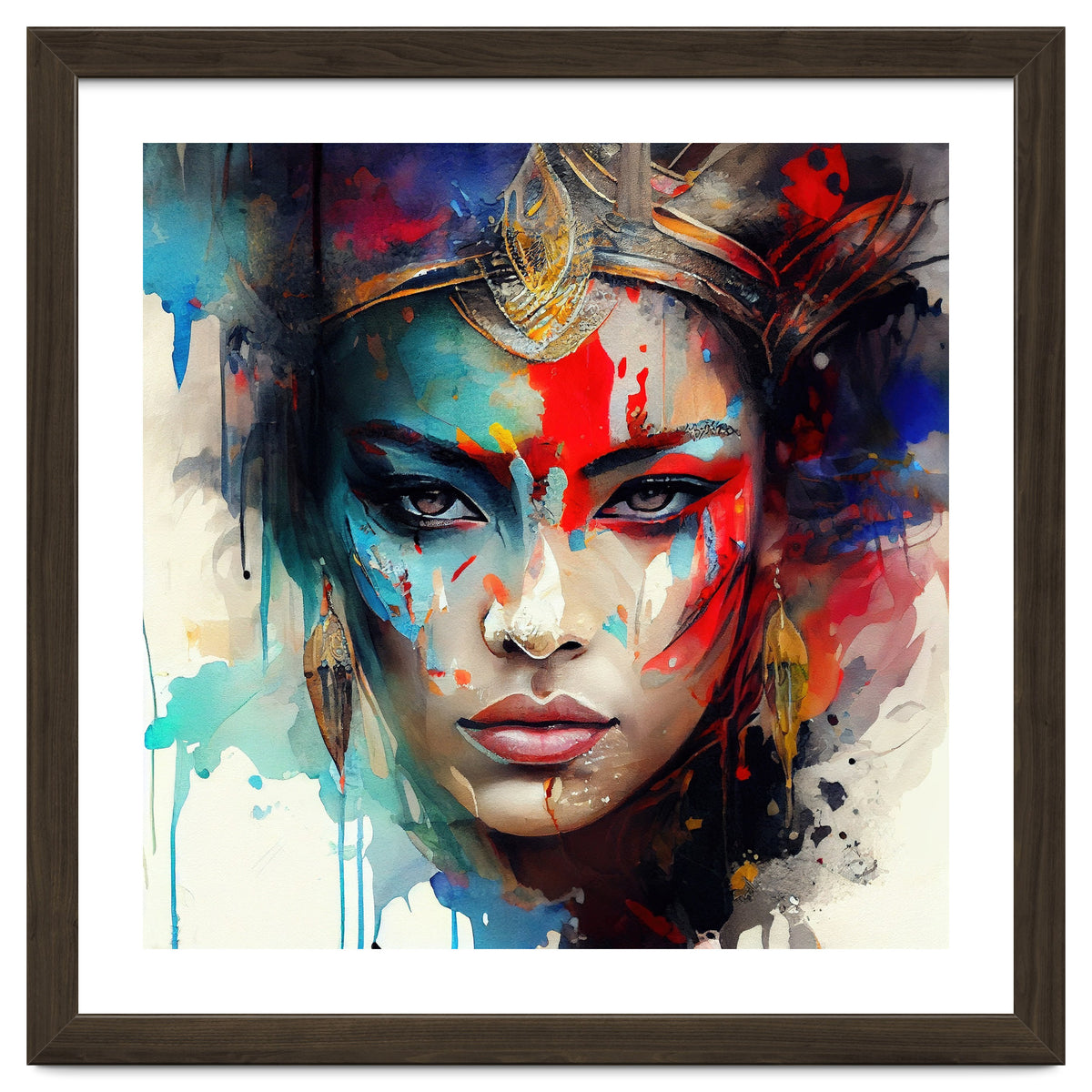 Crowned Mask Asian Warrior Portrait