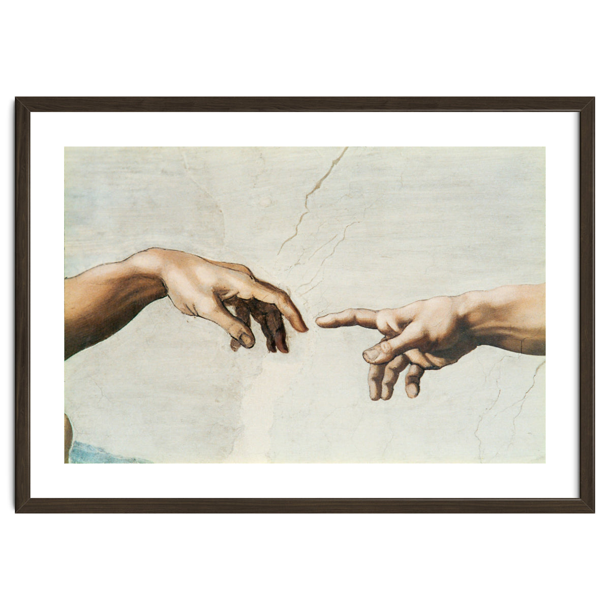 The Sistine Chapel; ceiling frescos after restoration. The creation of Adam.