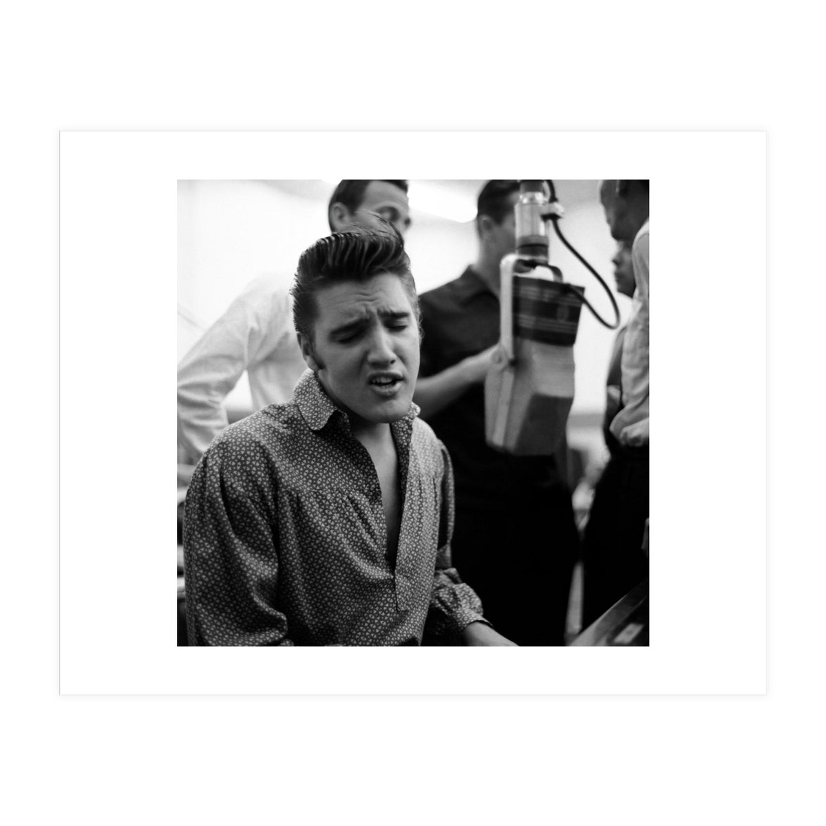 The American singer Elvis Presley during a recording session in 1956. (Print Only)