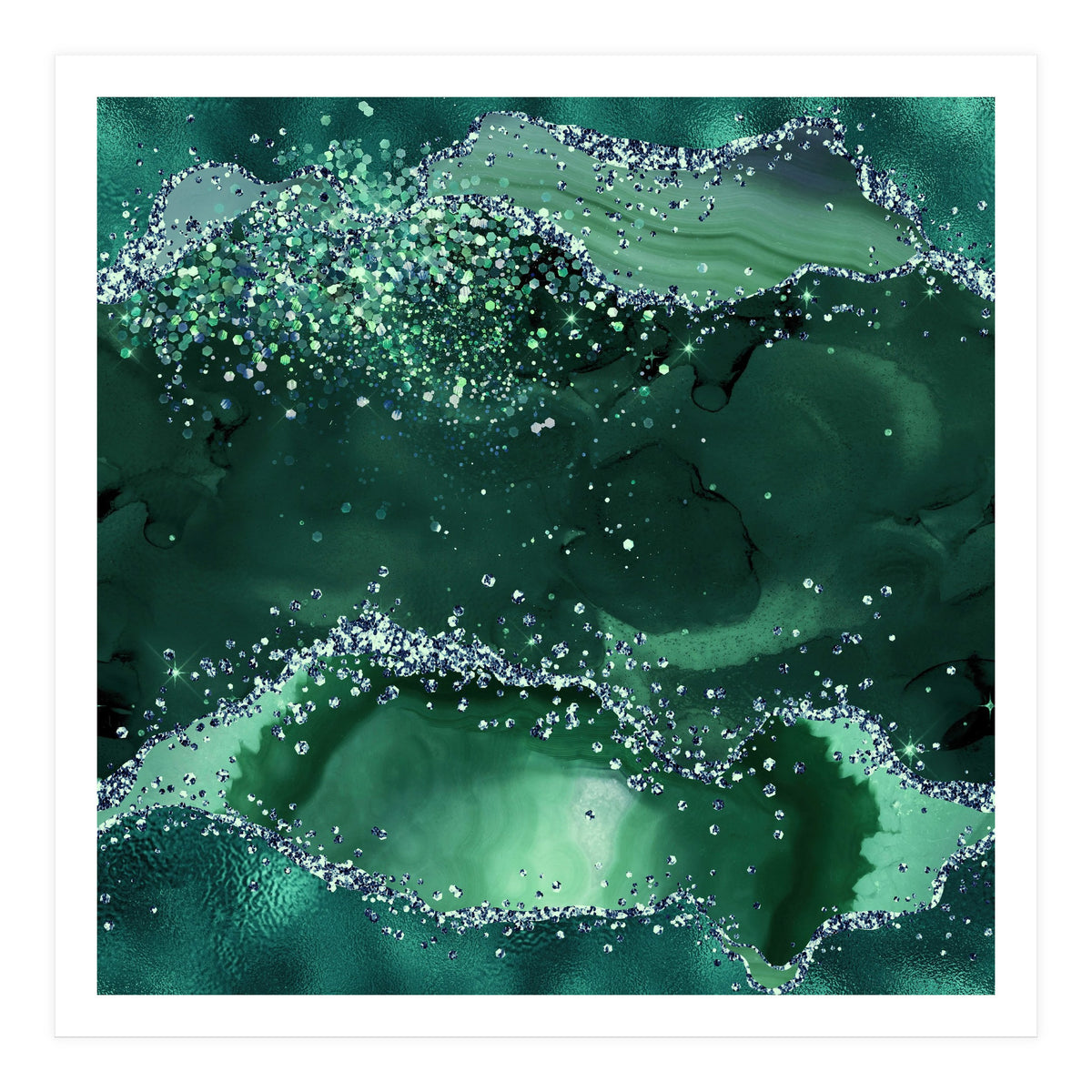 Emerald Glitter Agate Texture 04  (Print Only)