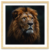 Majestic Lion Portrait In Gentle Rain