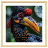 Close Up Of Helmeted Hornbill Bird In Rain thumbnail