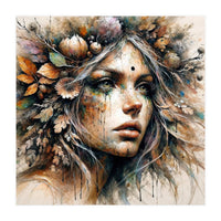 Harvest Crown Druid Woman Portrait (Print Only)