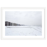 Traces of driving a car on a snowy coast thumbnail