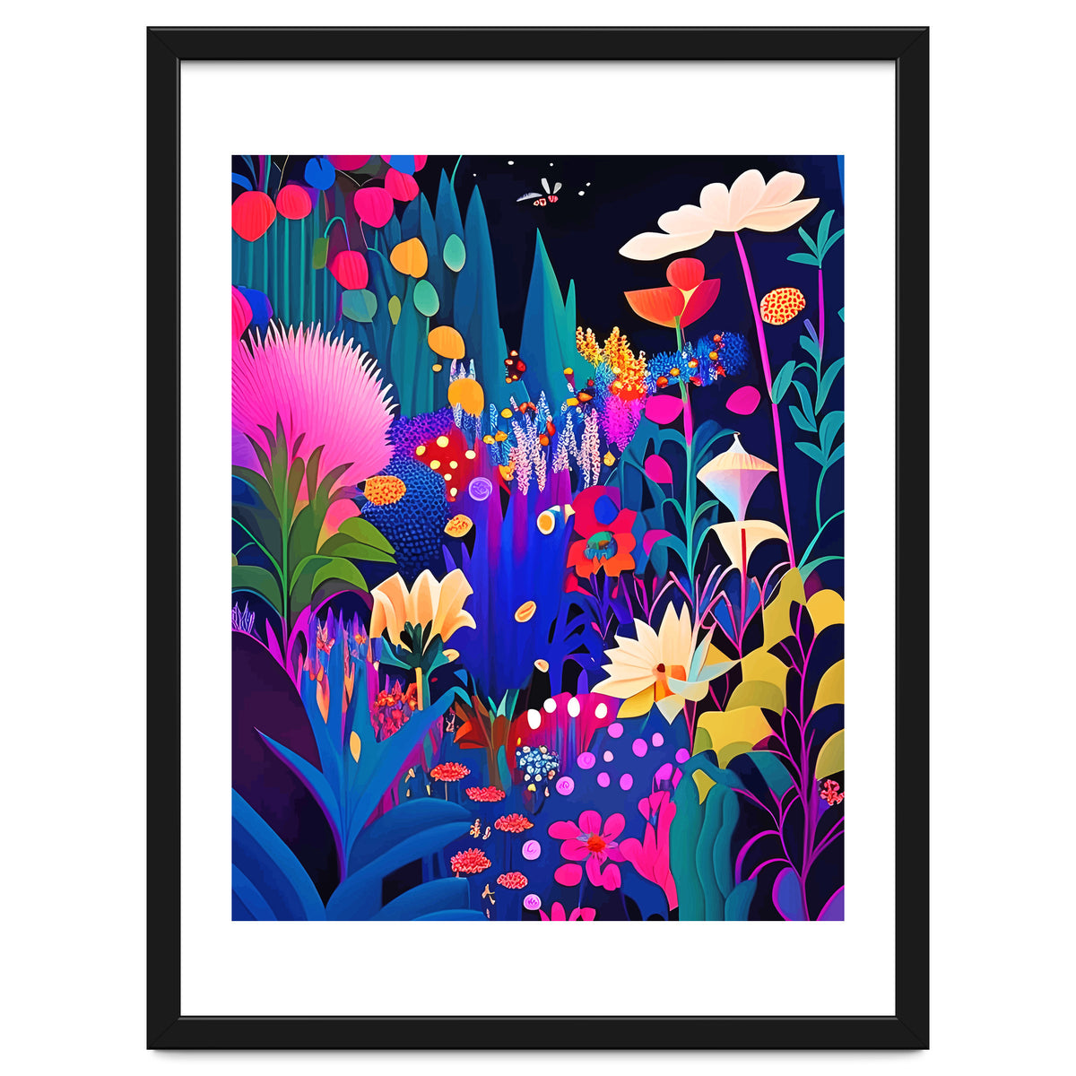 Surreal Emotions, Abstract Colorful Bold Botanical Nature Garden, Eclectic Boho Bohemian Modern Contemporary Graphic Design Painting