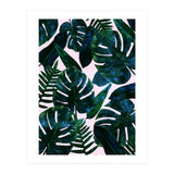 Tropical Nature Monstera Watercolor Painting, Botanical Jungle Dark Palm Illustration (Print Only) thumbnail
