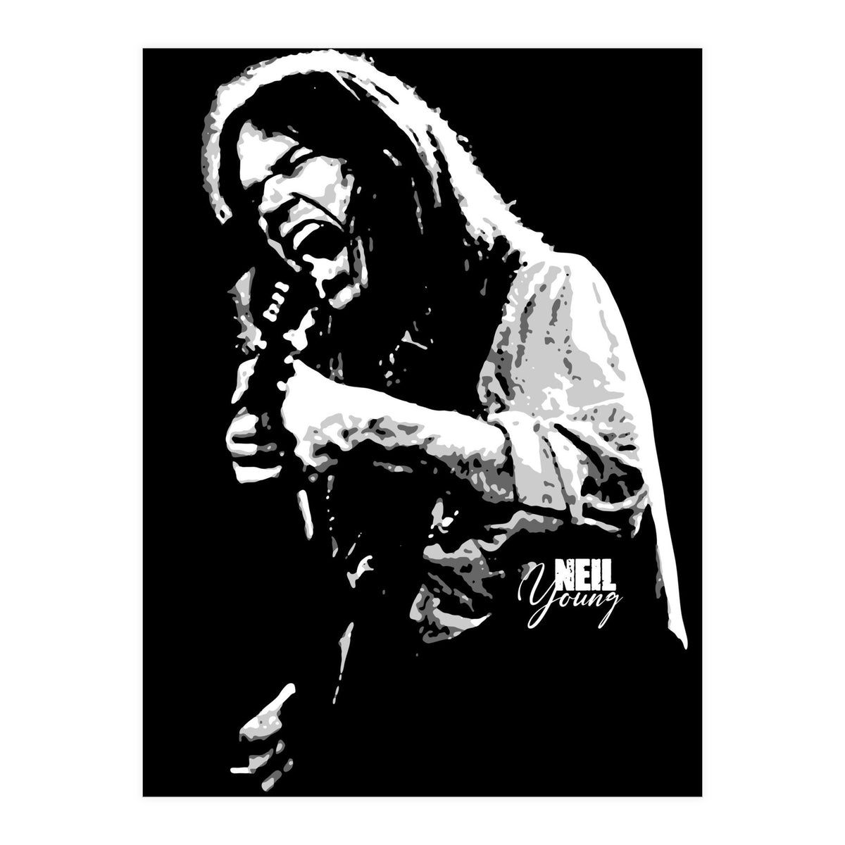 Neil Young Musician Legend in Grayscale 2 (Print Only)