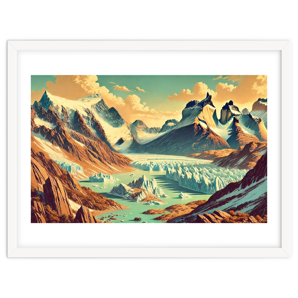Vintage Argentina, Patagonia Glaciers Poster