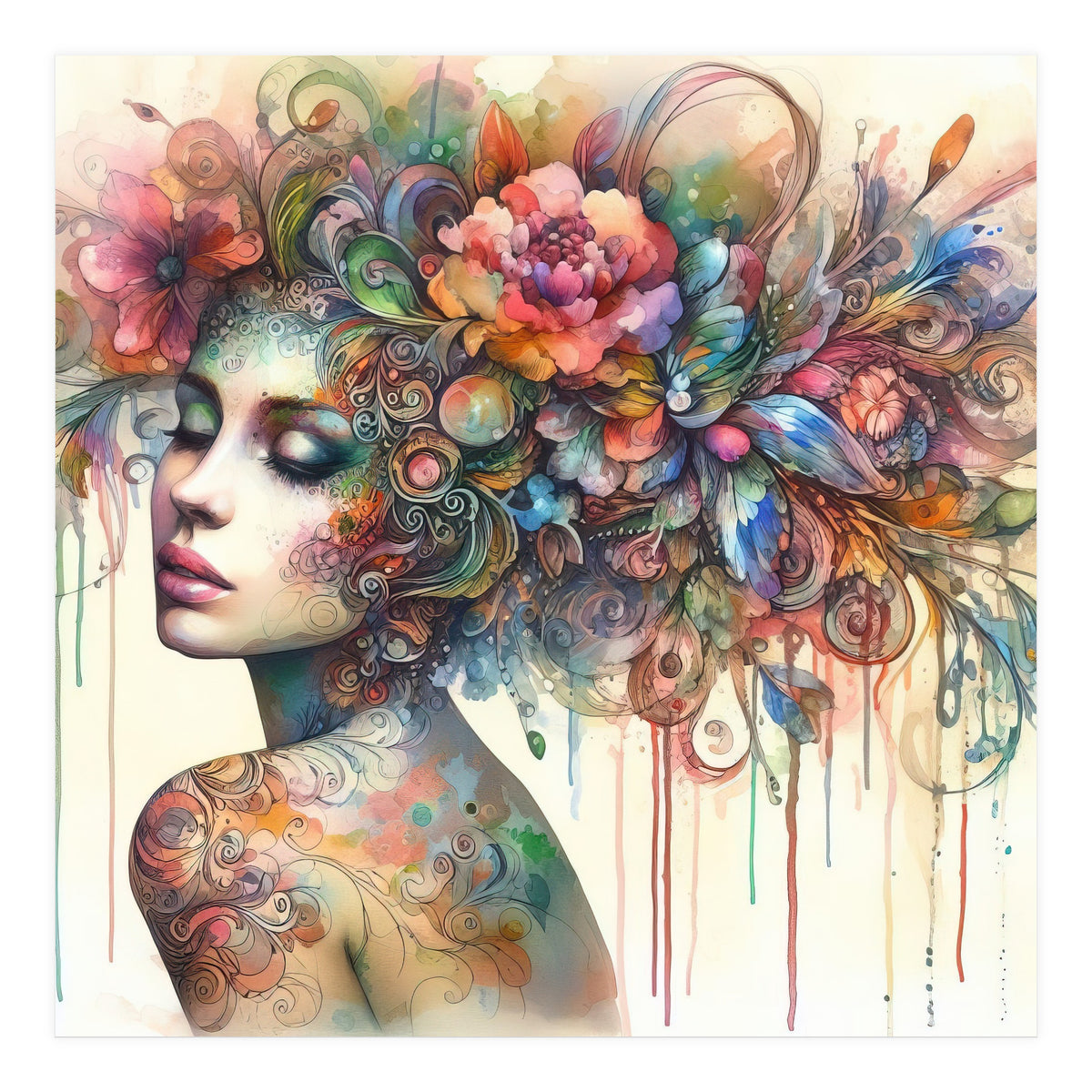 Dreamer with Floral Crown (Print Only)