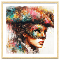 Watercolor Carnival Venetian Mask Woman