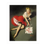 Pinup Sexy Girl Posing In Red Dress (Print Only) thumbnail