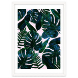 Tropical Nature Monstera Watercolor Painting, Botanical Jungle Dark Palm Illustration thumbnail
