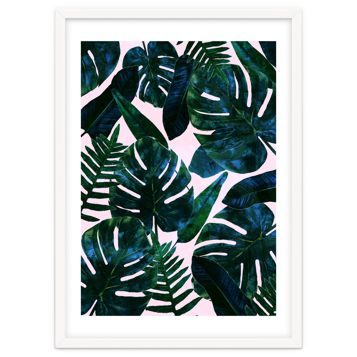 Tropical Nature Monstera Watercolor Painting, Botanical Jungle Dark Palm Illustration