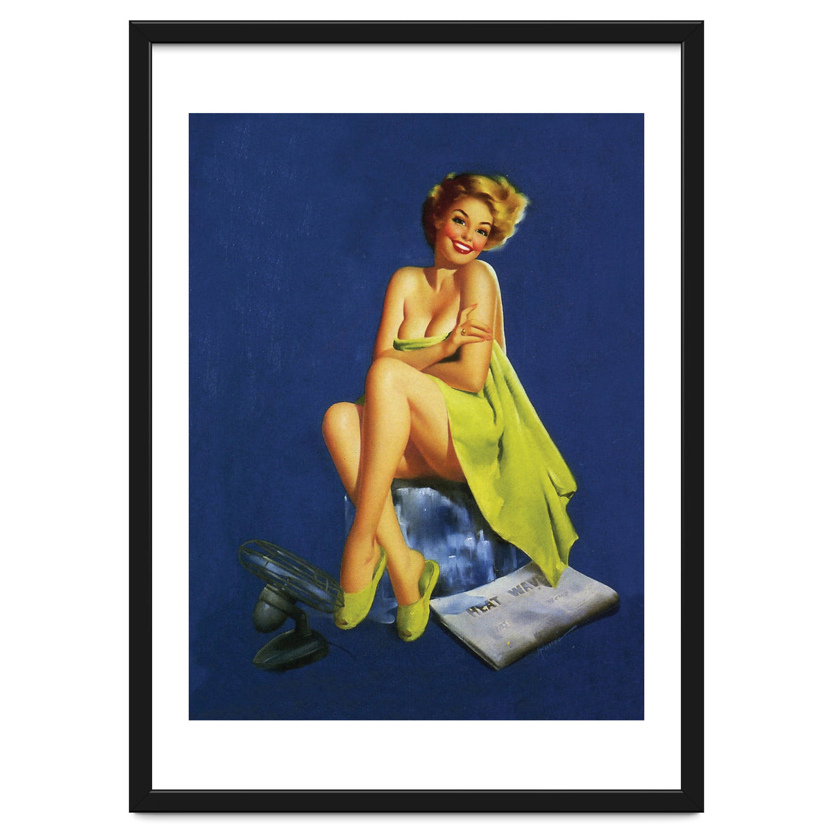 Sexy Pinup Posing With Green Towel