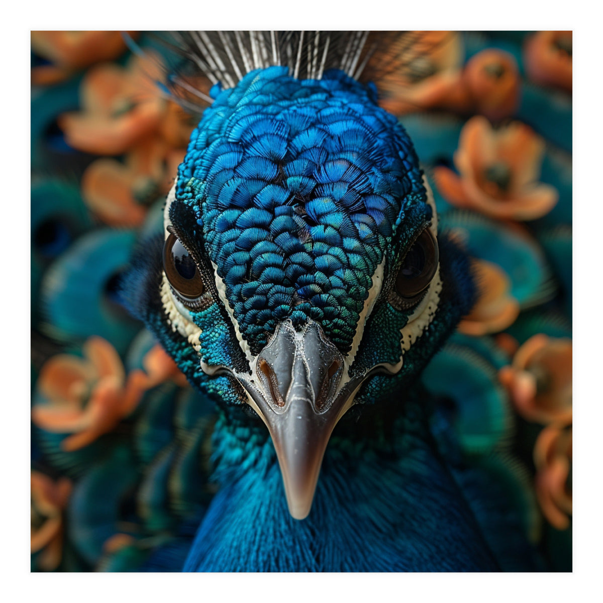 Close Up Portrait Of A Peacock Head (Print Only)