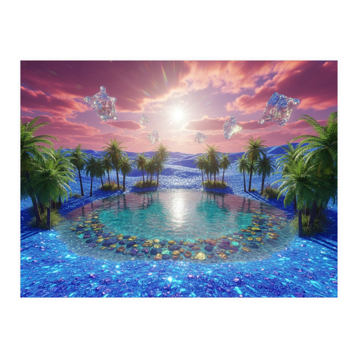 Oasis of Dreams: Surreal Tropical Landscape (Print Only)