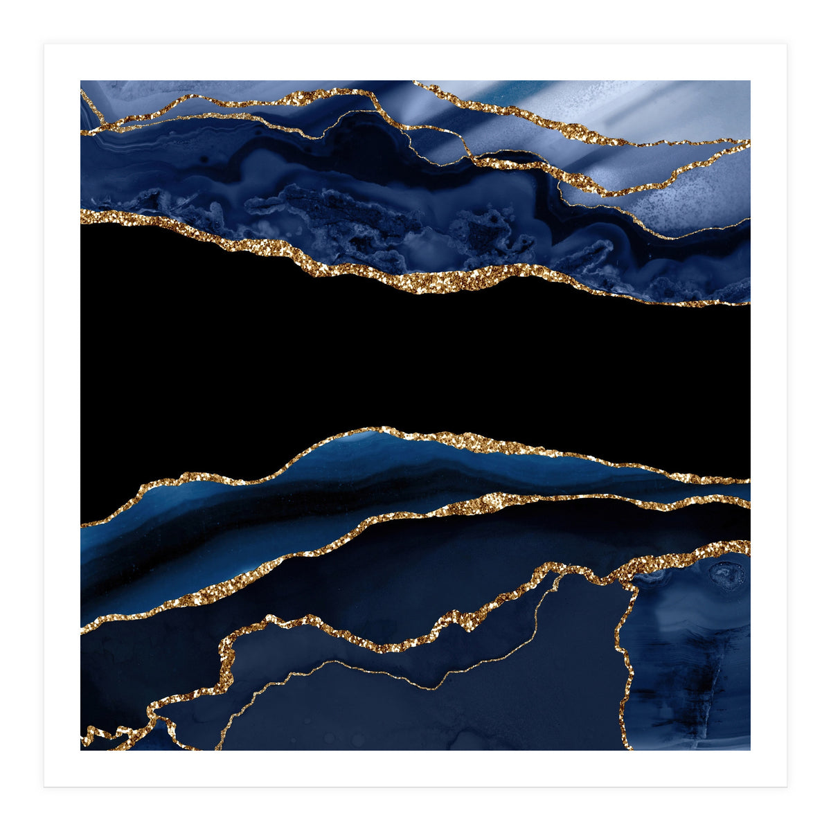 Navy & Gold Agate Texture 11  (Print Only)
