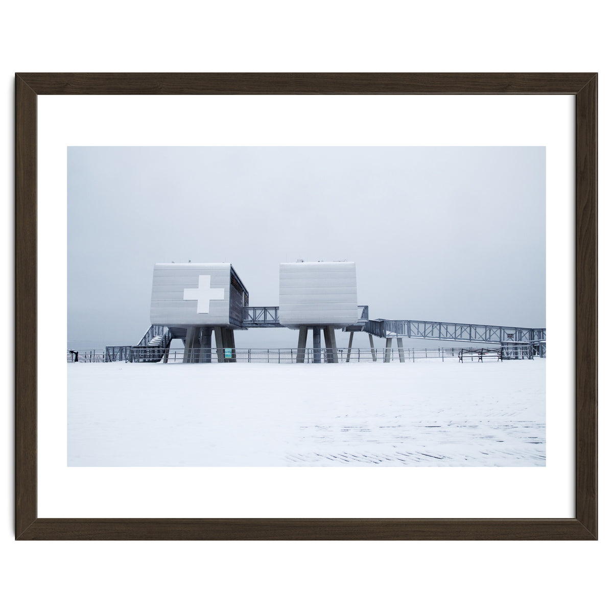 First aid house in the winter seascape