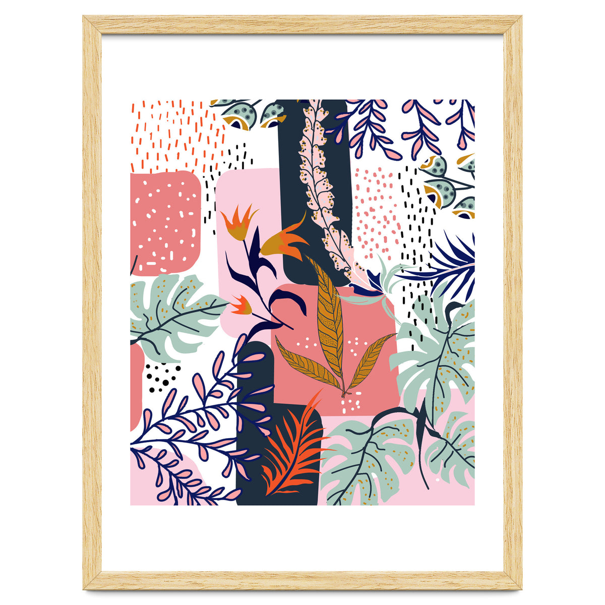 Mood | Abstract Chic Modern Bohemian Painting | Contemporary Eclectic Blush Botanical Nature