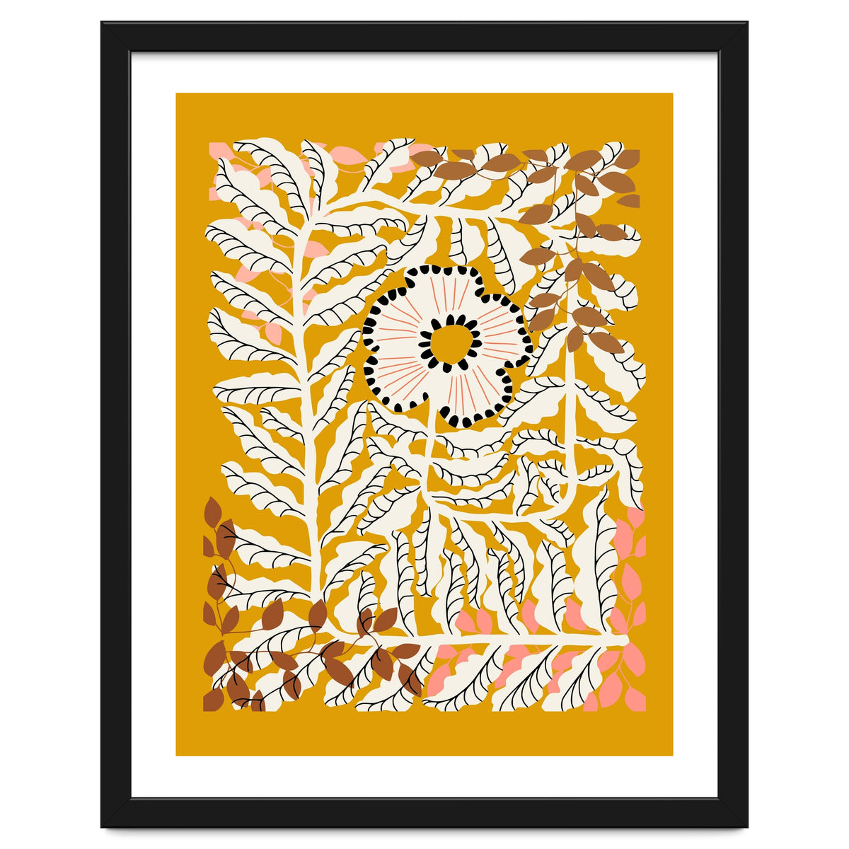 Fern Leaves And Flower Mustard