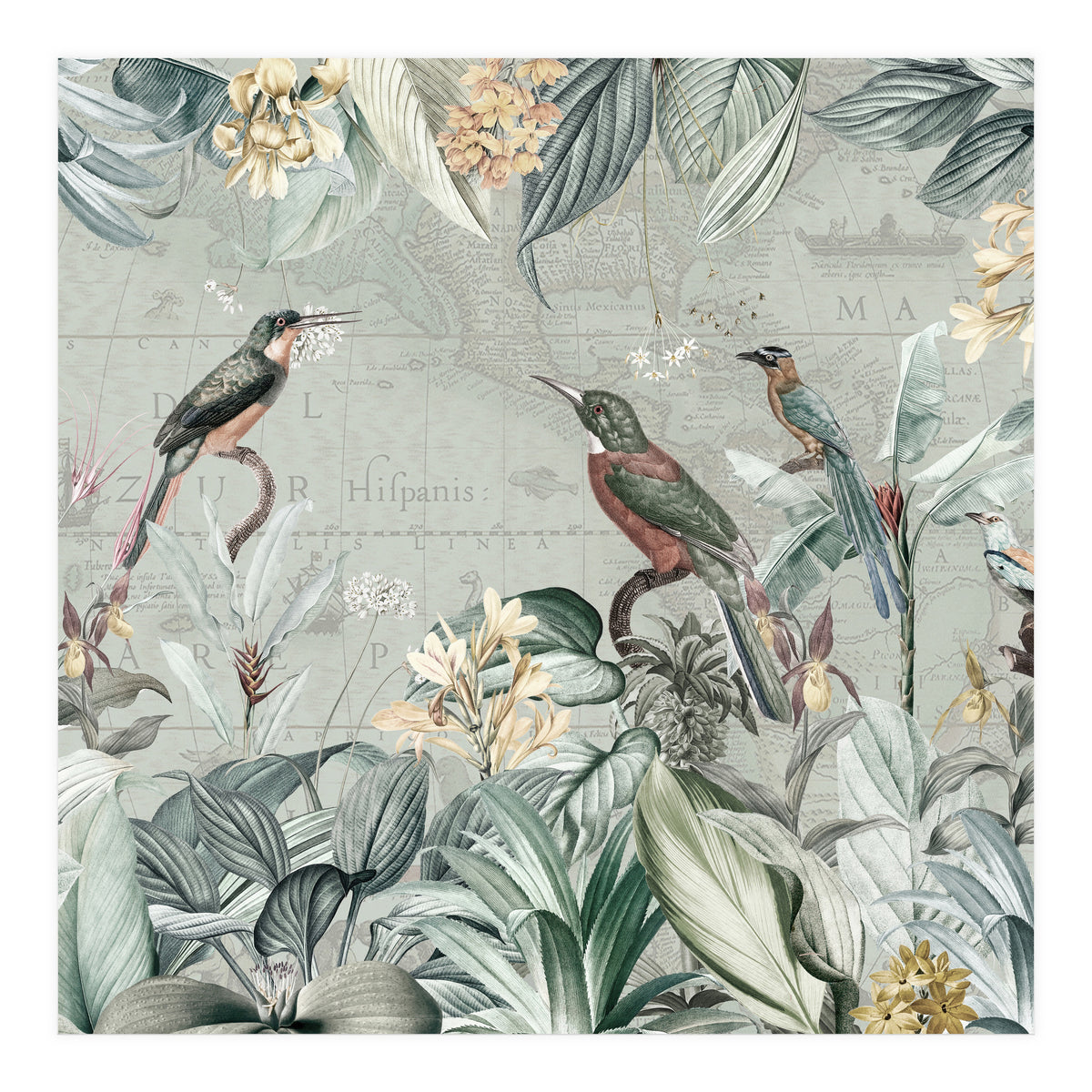 Vintage Exotic Birds Paradise Jungle (Print Only)