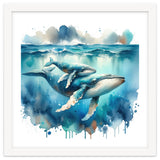 Mother And Calf Whales Watercolor thumbnail