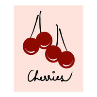 Cherries modern simple minimalistic red cute Fruit wall art (Print Only)