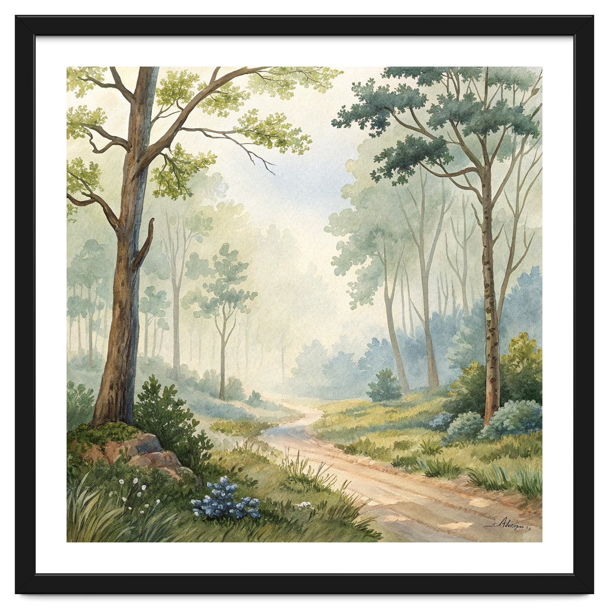 Atmospheric Forest Watercolor Painting