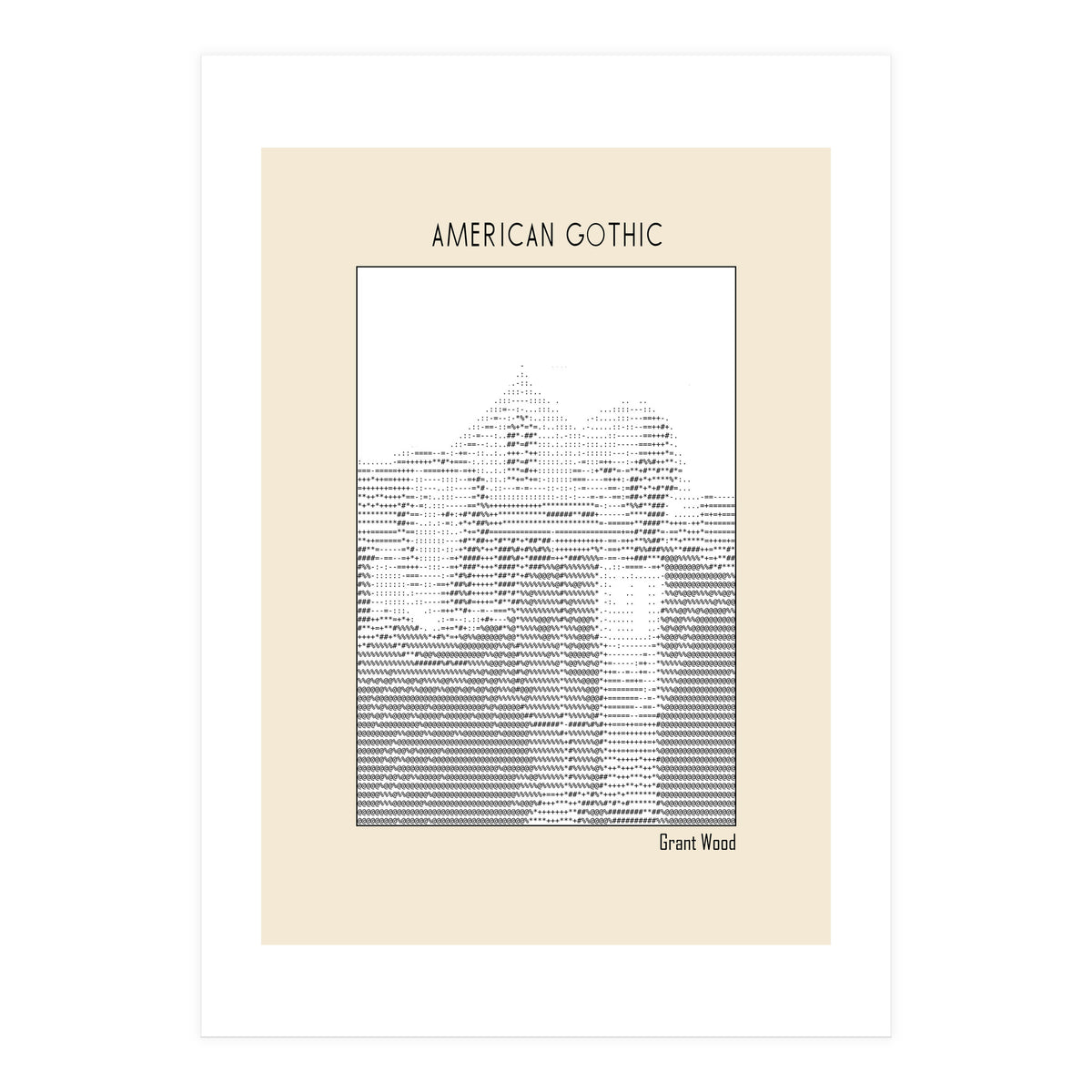 American Gothic – Grant Wood (ascii Art) (Print Only)