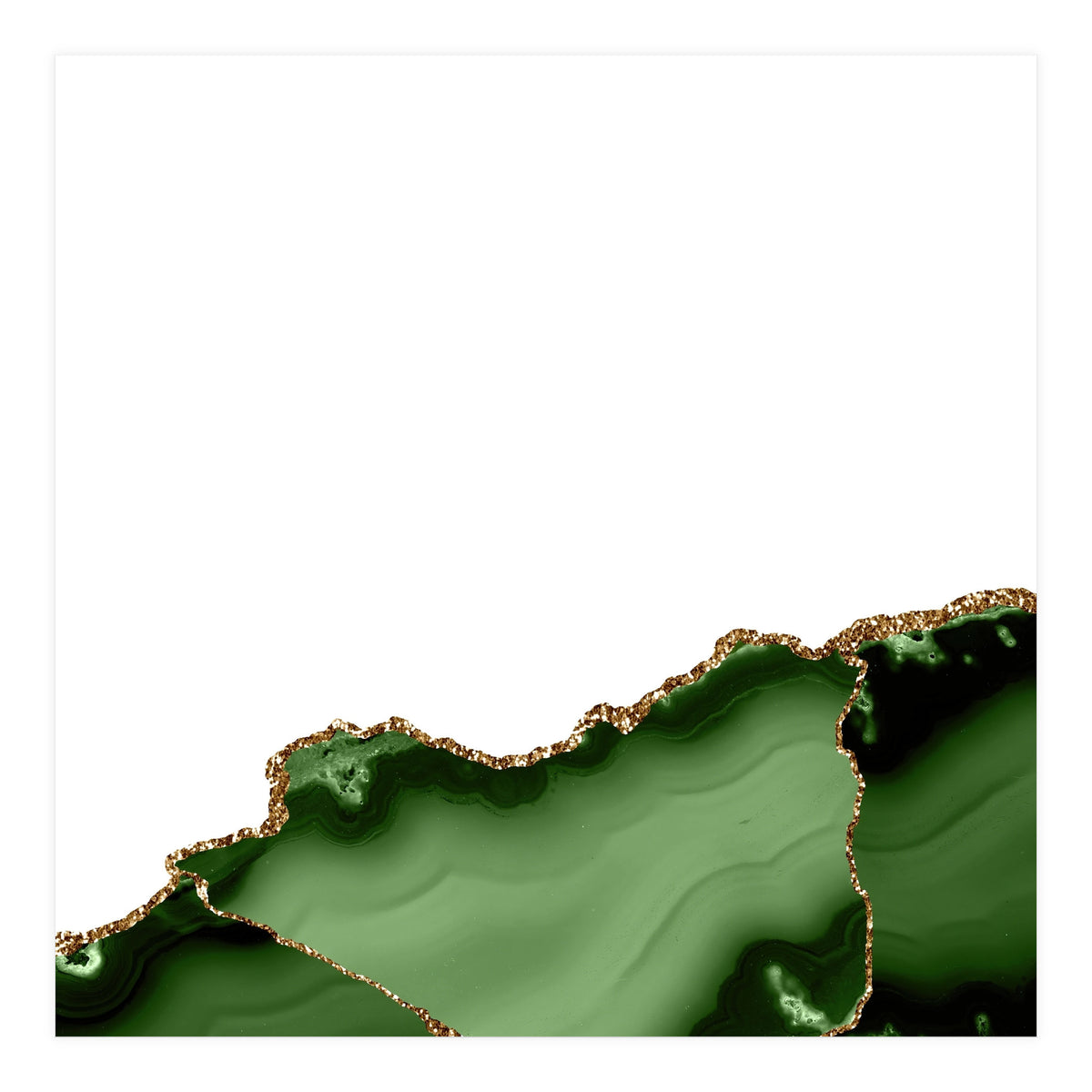 Green & Gold Agate Texture 27  (Print Only)