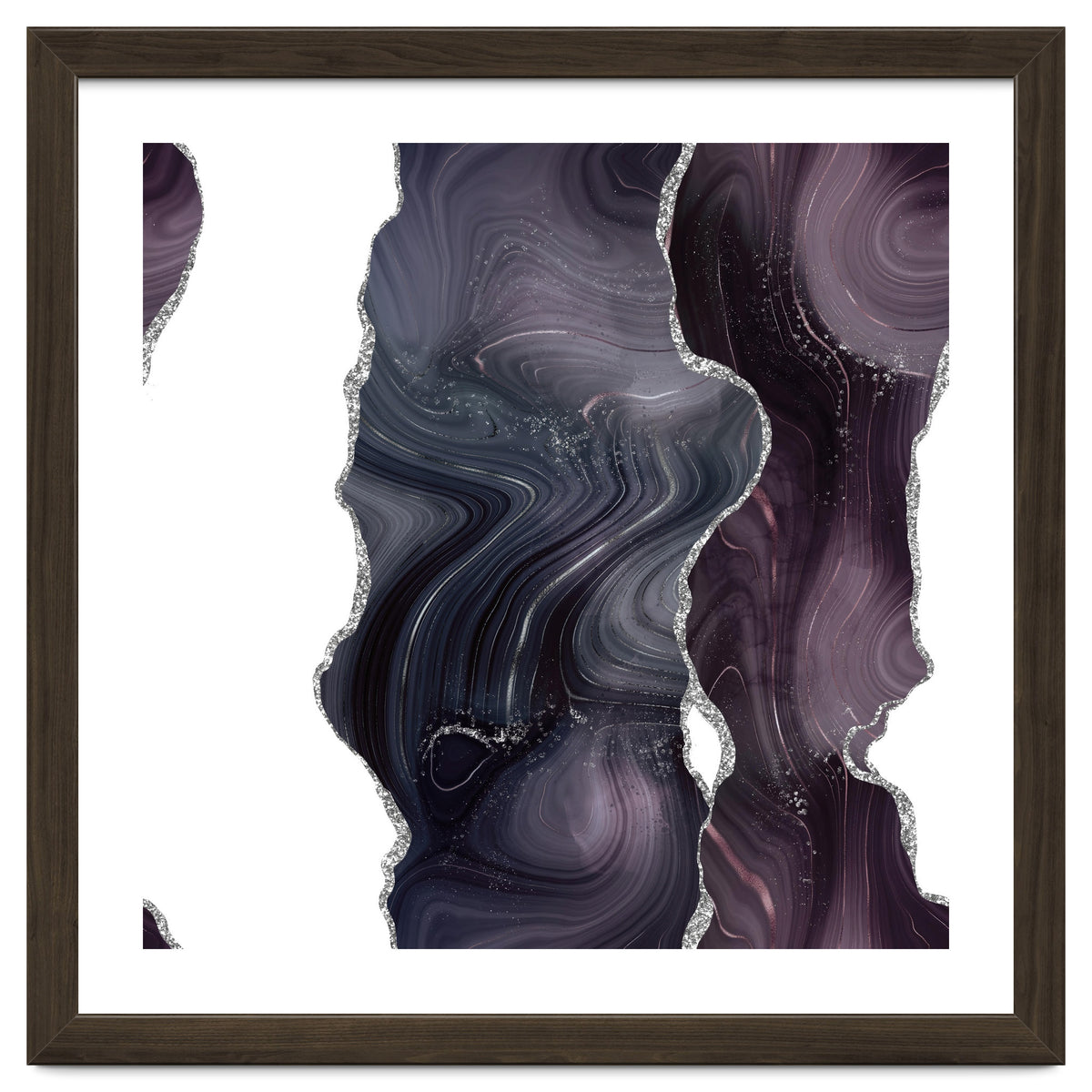 Black & Silver Glitter Agate Texture 06