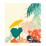 Tropical Nature, Botanical Pastel Jungle Plants Illustration, Minimal Bohemian Palm Monstera Forest (Print Only) thumbnail