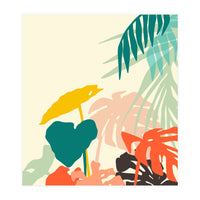 Tropical Nature, Botanical Pastel Jungle Plants Illustration, Minimal Bohemian Palm Monstera Forest (Print Only)