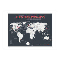 World Map of Alien First Contacts in Movies (Print Only)