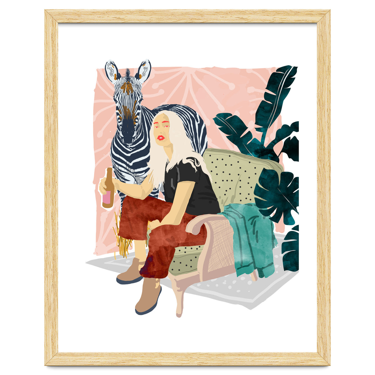 Zebra Hangout | Wildlife Urban Jungle Décor | Banana Leaves Monstera Plant Lady Fashion