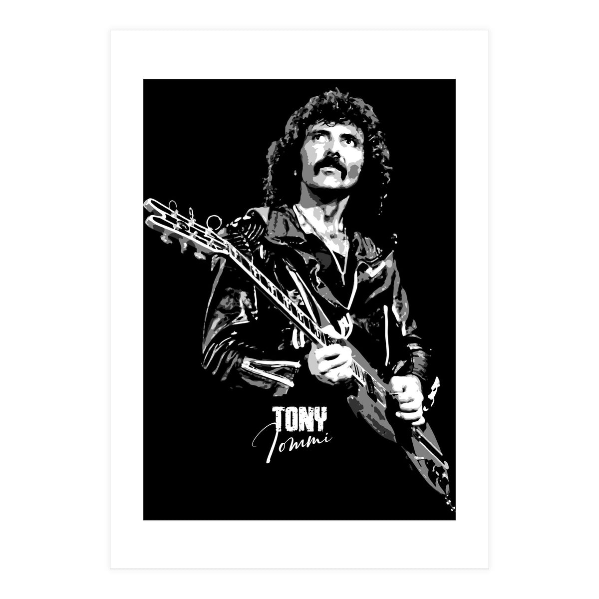Tony Iommi American Musician Legend In Grayscale (Print Only)
