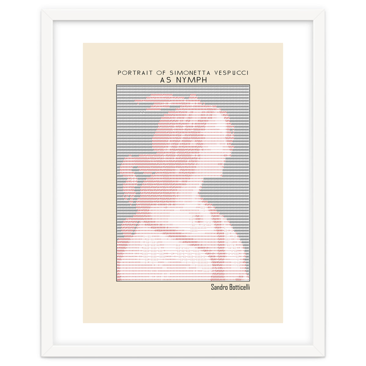 Portrait of Simonetta Vespucci as Nymph – Sandro Botticelli (ascii art)
