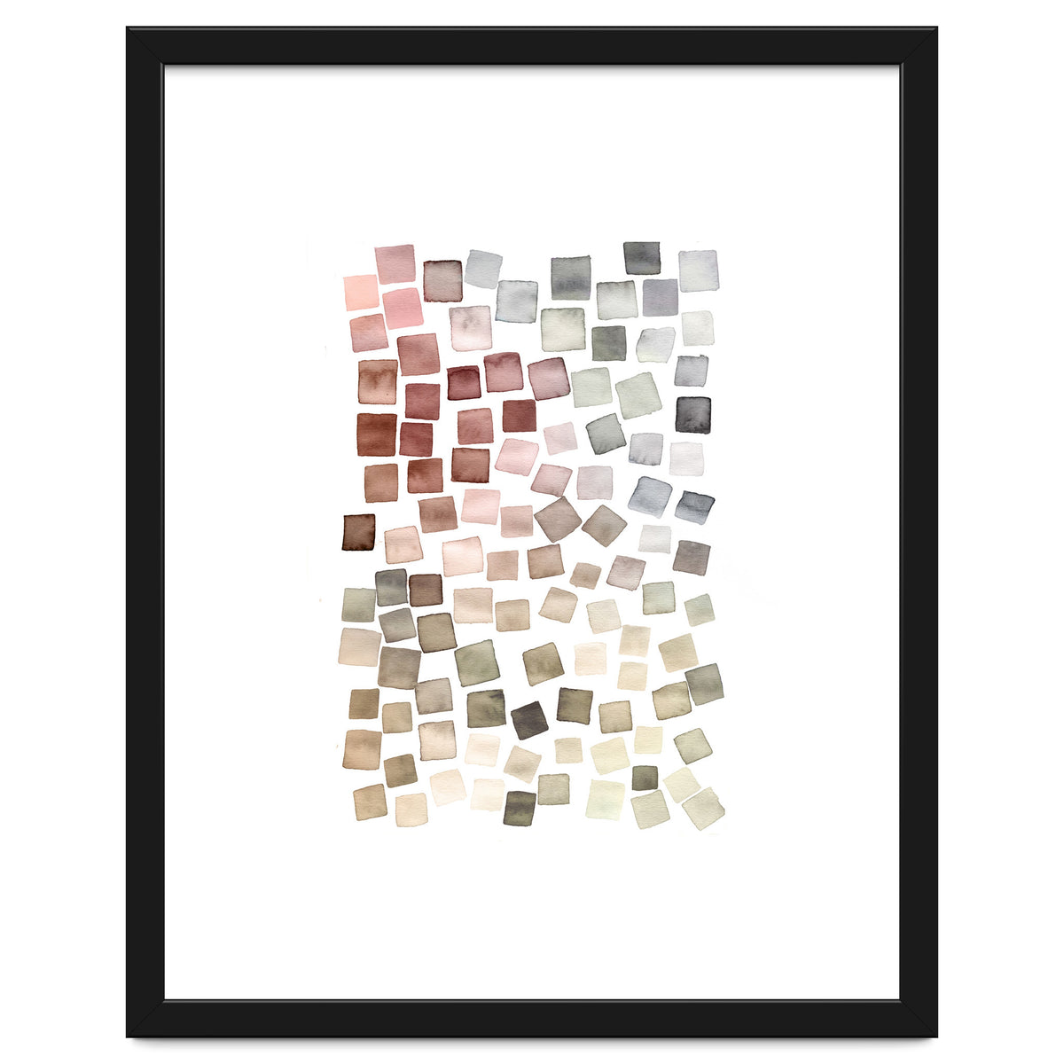 Watercolor Geometric Square Shapes Red