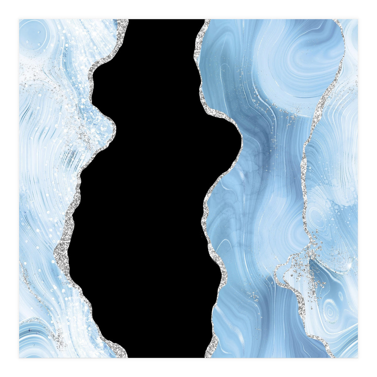 Blue & Silver Agate Glitter Texture 02 (Print Only)