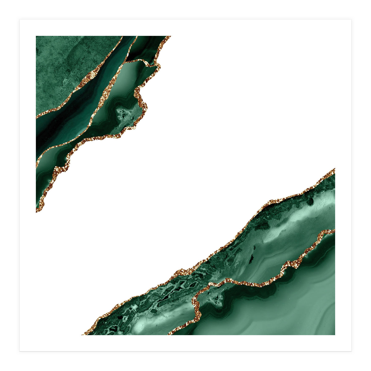 Emerald & Gold Agate Texture 13 (Print Only)