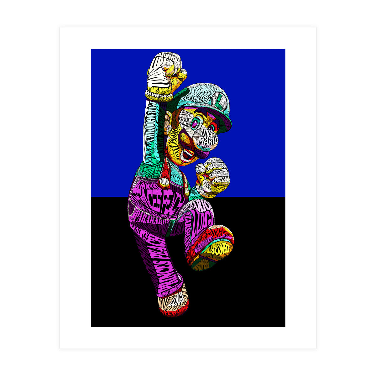 Mario Luigi Typo Style Cartoon Pop Art (Print Only)