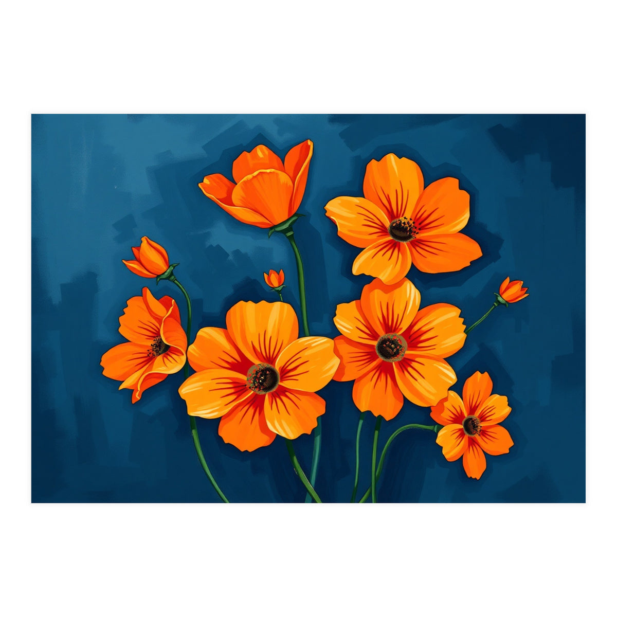 Orange Blue Flower (Print Only)